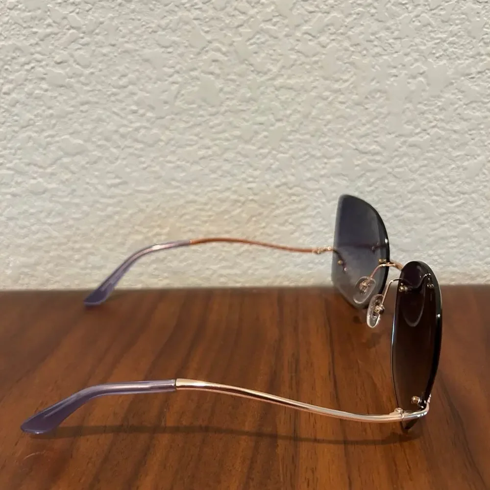 Guess Women's Sunglasses - Shiny Rose Gold Metal Butterfly Shape Frame